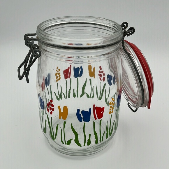 Arc France 1L Tulip Design Vintage Glass Canning Jar with seals. - Picture 2 of 10